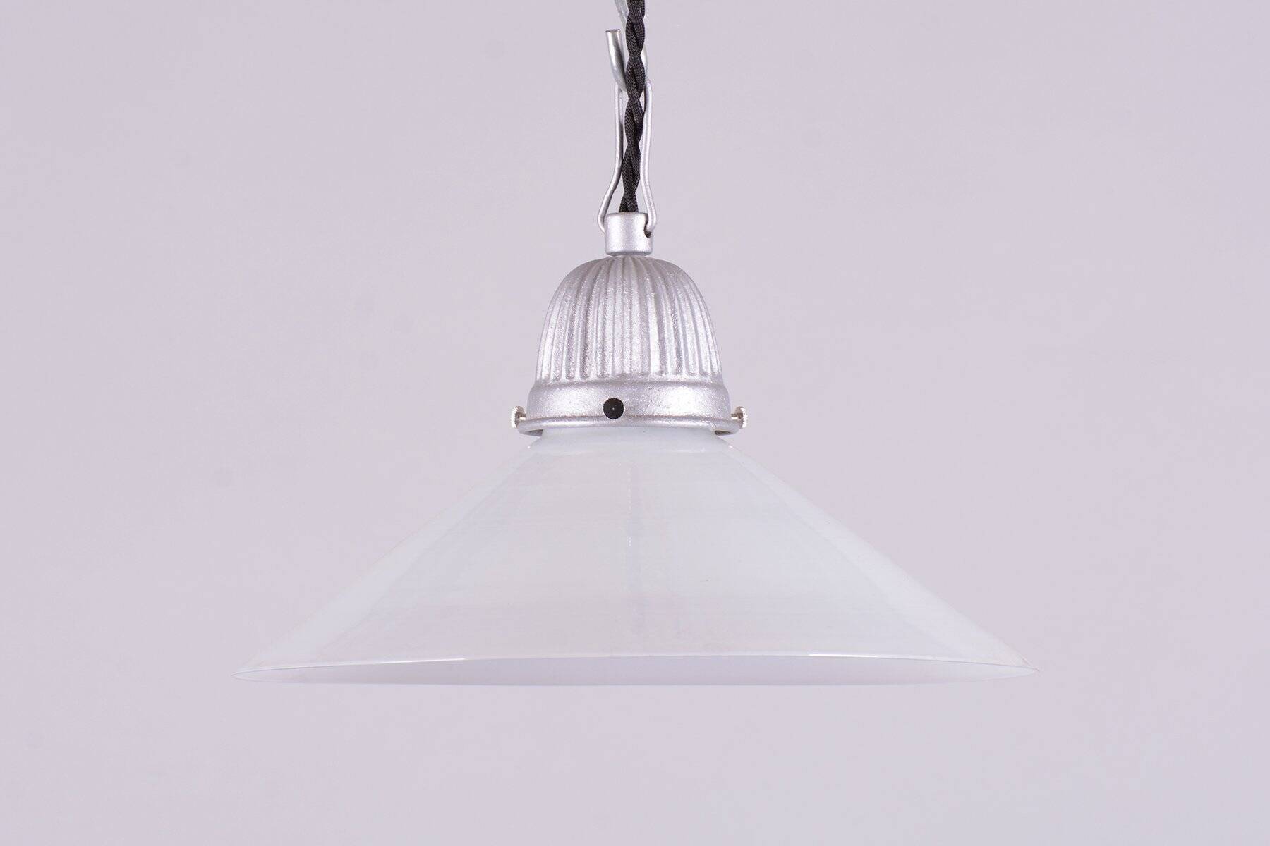 Mid-Century Chandelier in Metal and Opal Glass, Czech, 1970s