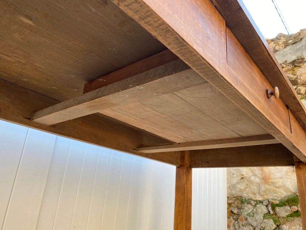 Solid oak farmtop table with 1 drawer