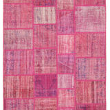 Handmade anatolian vintage 175 cm x 242 cm pink patchwork rug