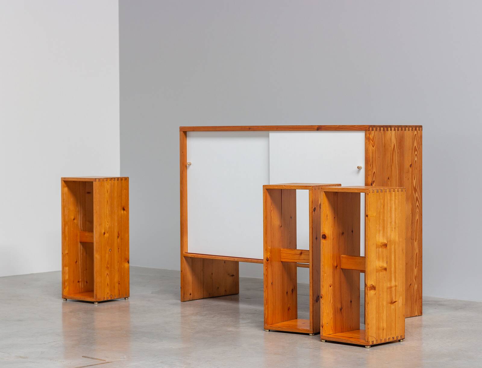 Swedish Mid-Century bar set made from solid pine 1970s