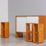 Swedish Mid-Century bar set made from solid pine 1970s