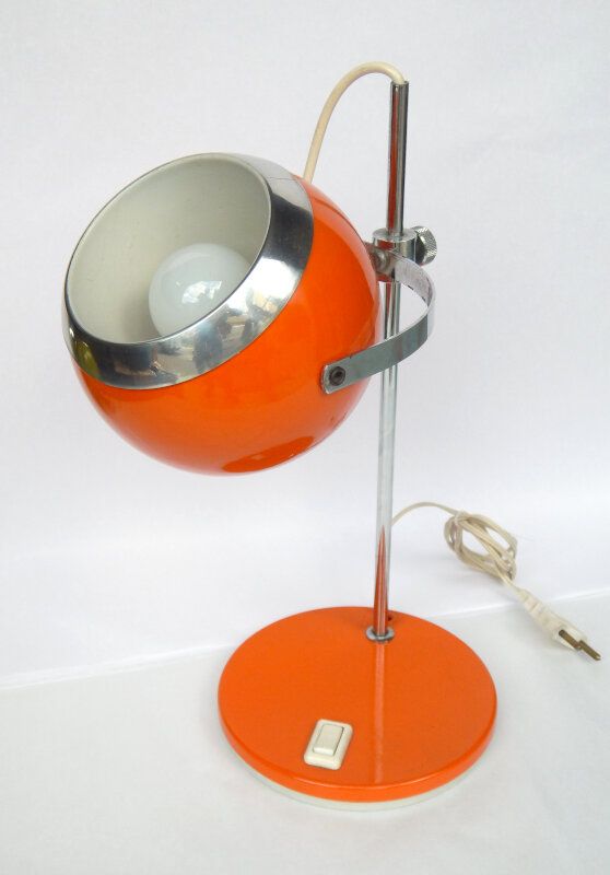 Eyeball floor lamp orange metal has ask ball space age of the 1970s
