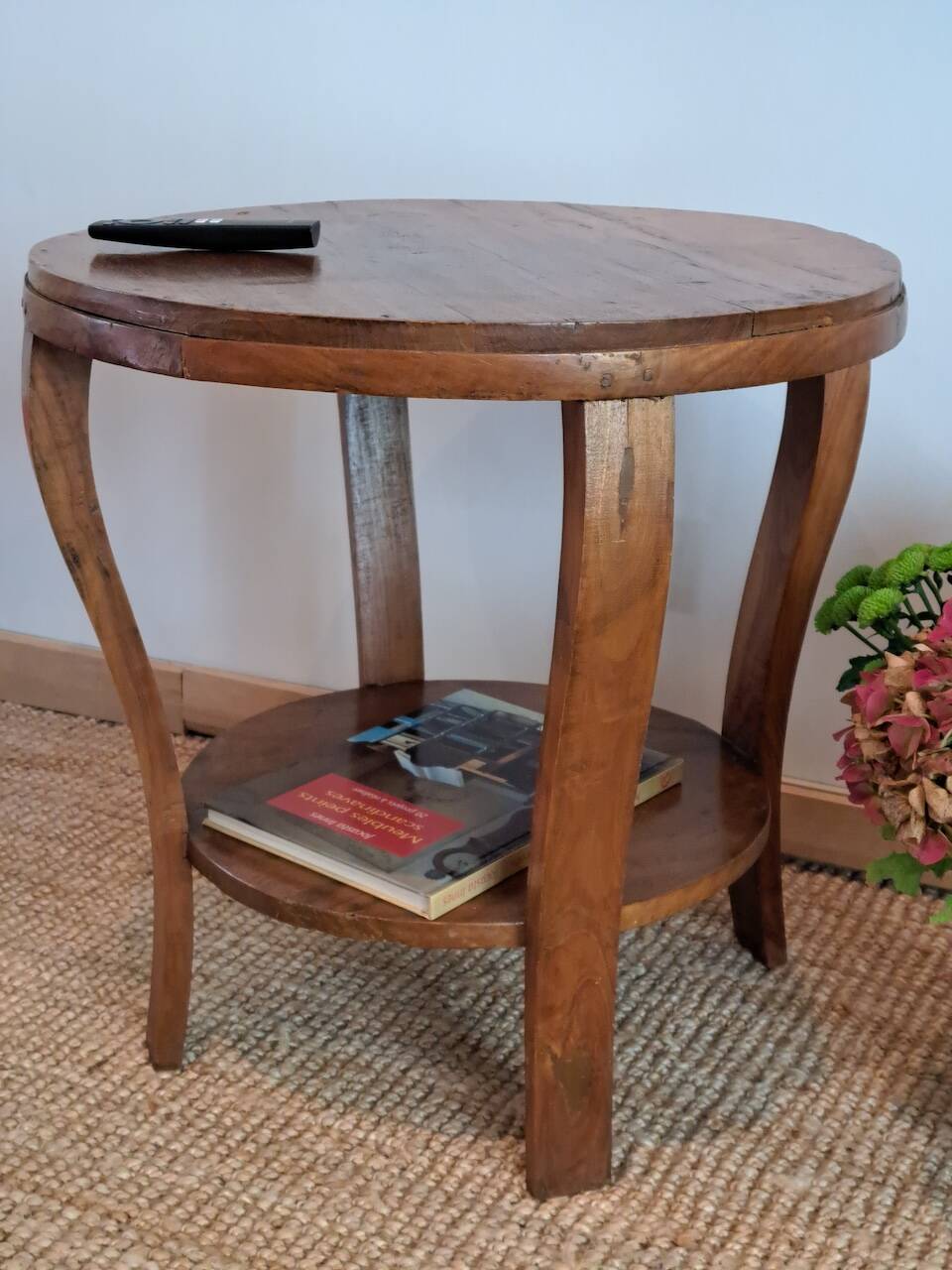 Art deco style solid wood double top side table