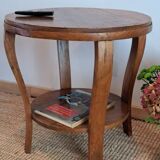 Table d'appoint double plateau en bois massif style art déco