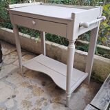 Repainted solid wood side table with lower shelf 1900