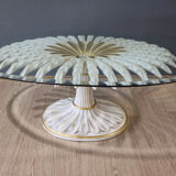Oval coffee table "palm tree" in metal and glass