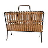 Vintage rattan magazine holder