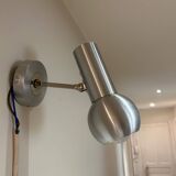brushed metal wall light 1970