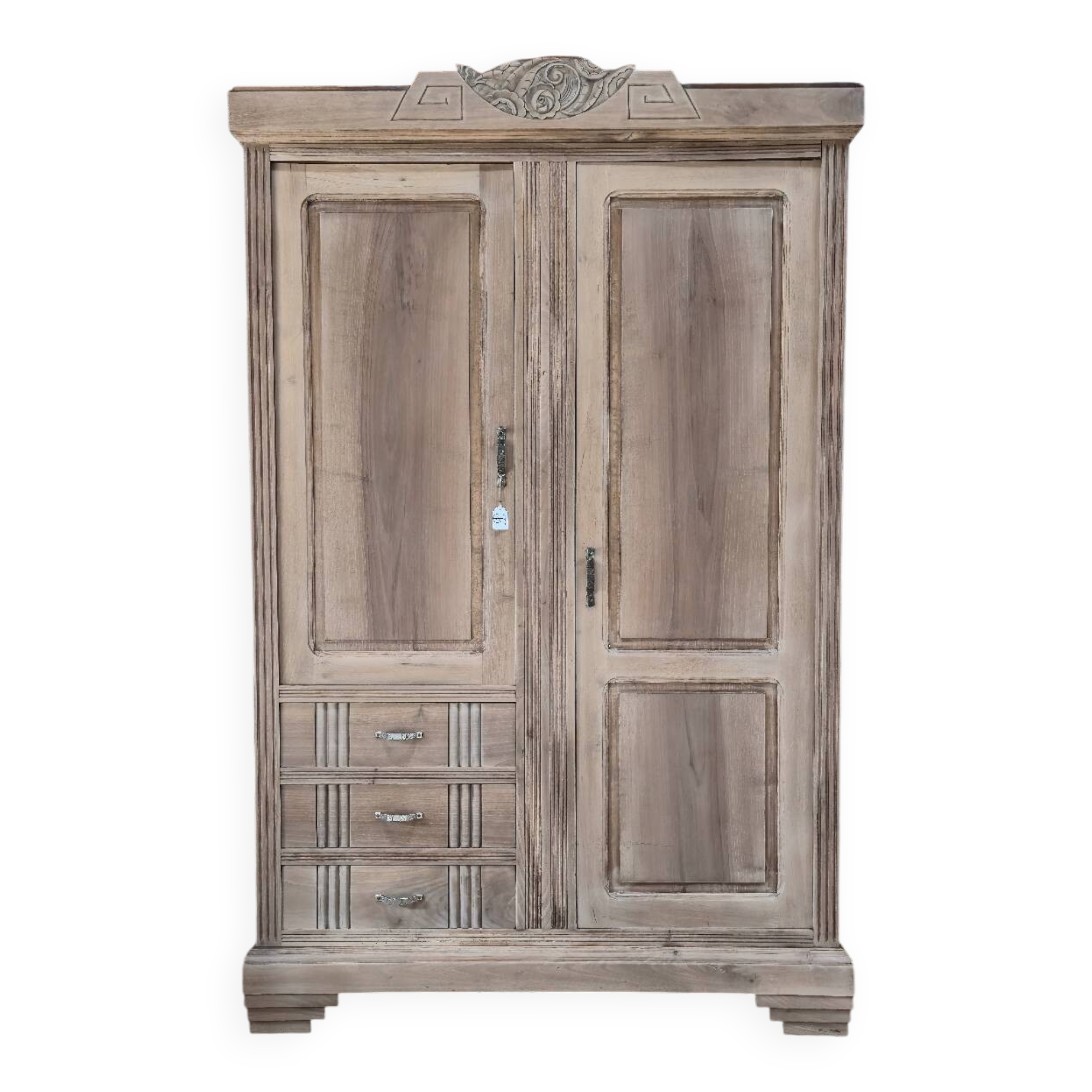 Large Art Deco oak wardrobe, restored