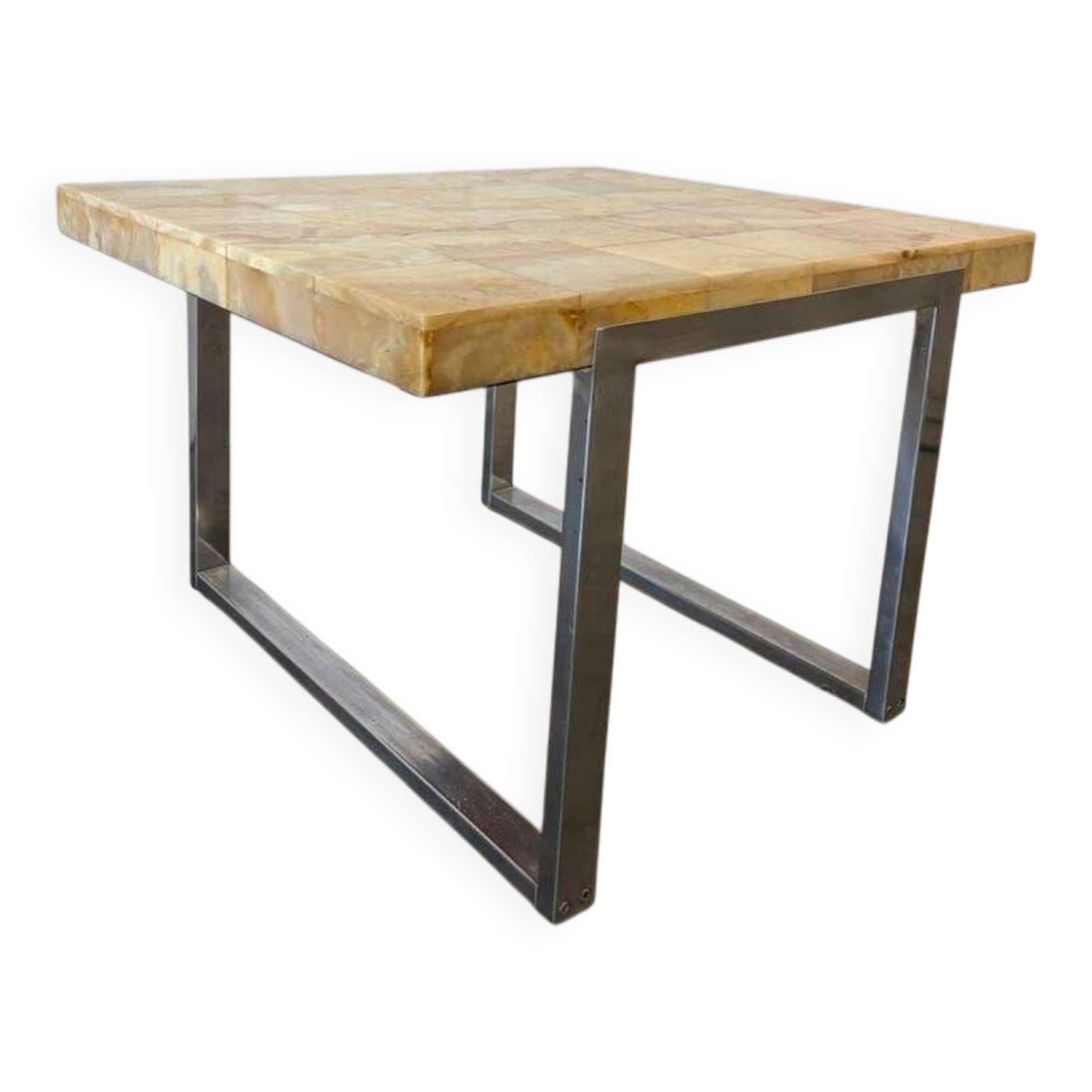 Vintage chrome square coffee table