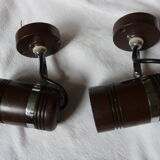 Pair of vintage brown metal spotlights