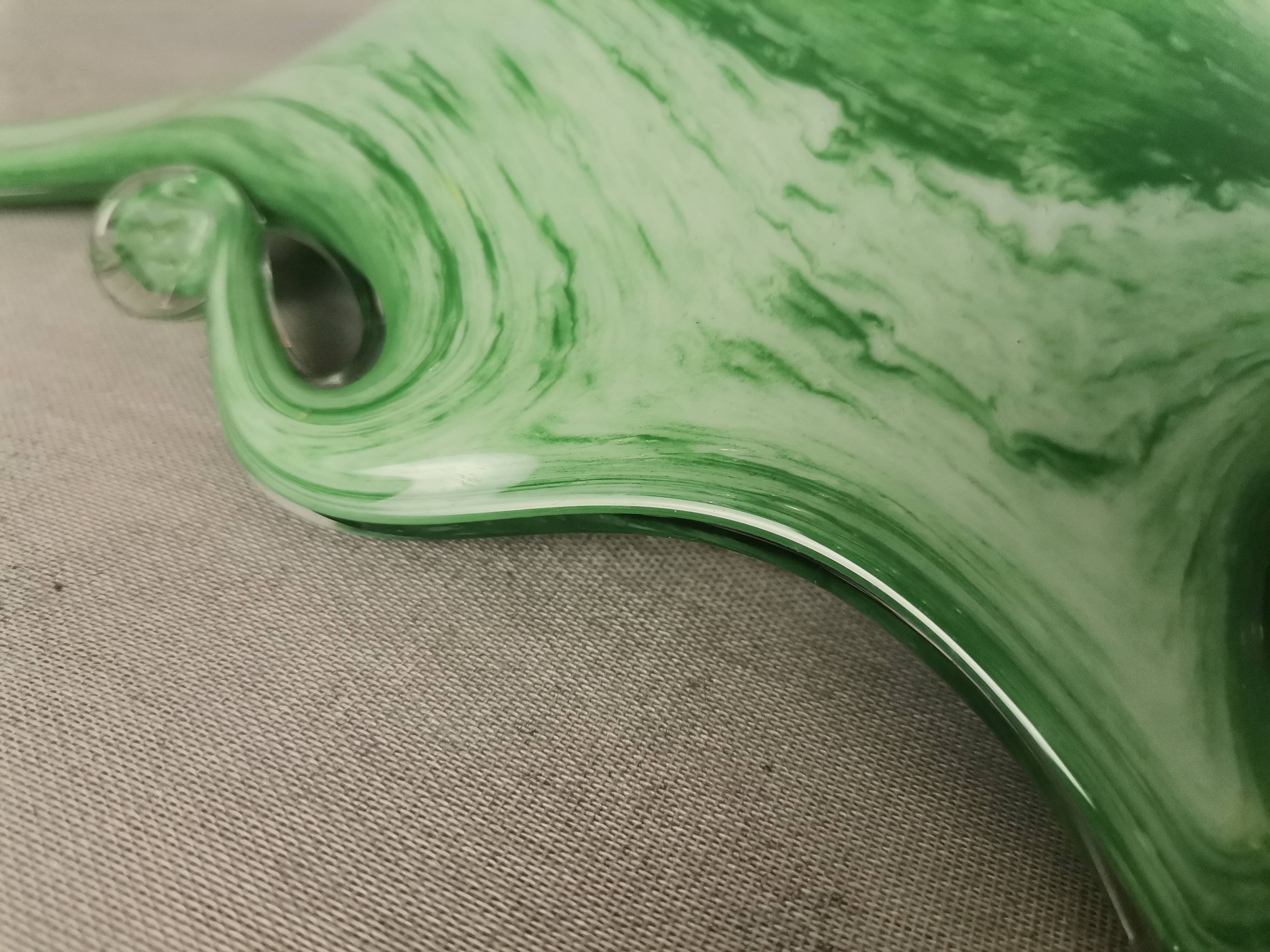 Italian Green Murano Glass and Sterling 925 Silver Vase