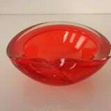 Vintage Italian Red Murano Glass Ashtray, 1960s