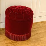 Napoleon III pouf, burgundy velvet.