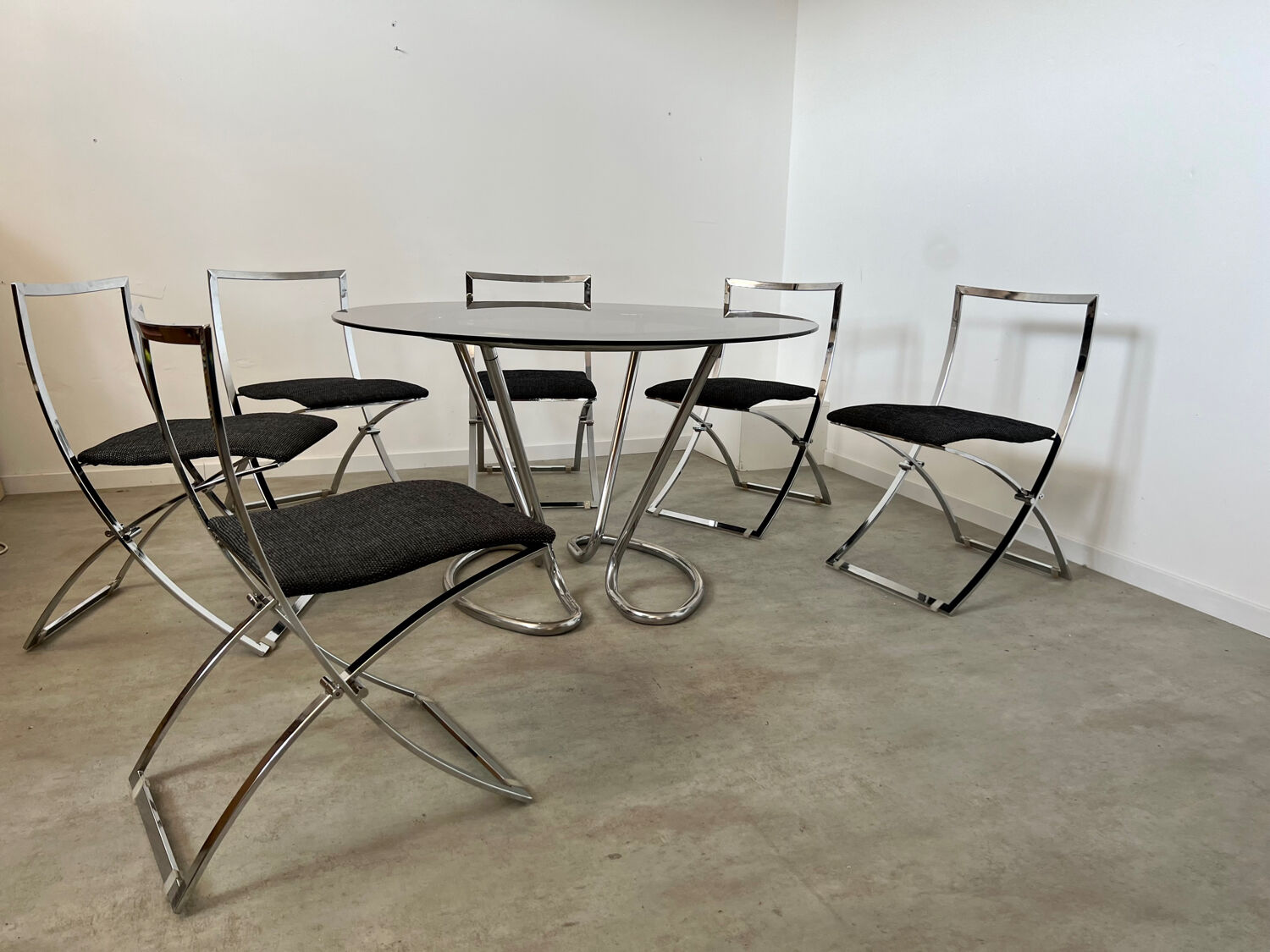 Table et 6 chaises pliante Luisa vintage design italien Marcelo Cuneo