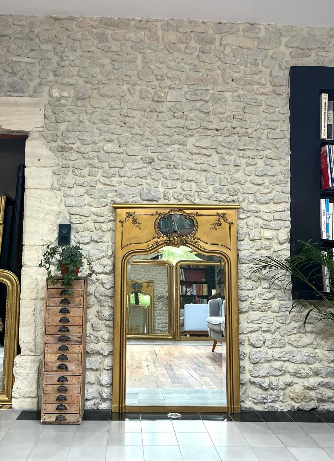 Old trumeau 146cm/89cm old mirror