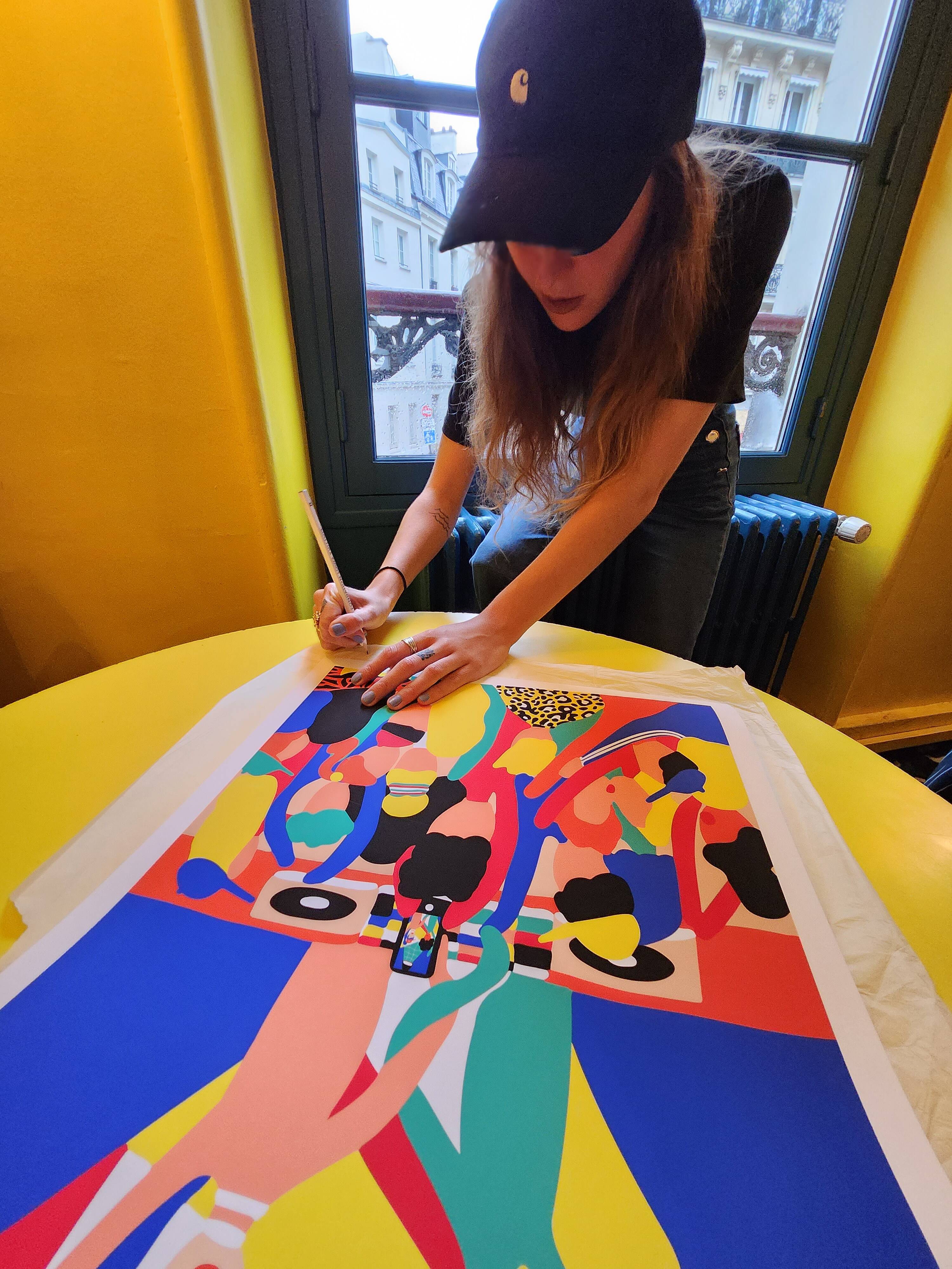 Art poster, signed and numbered by the artist, Couleurs et Fête