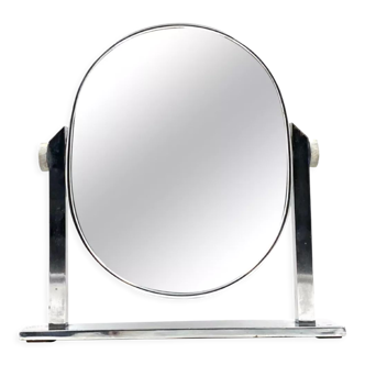 Mid-century nickel-plated brass table mirror / vanity, Italy 1960s