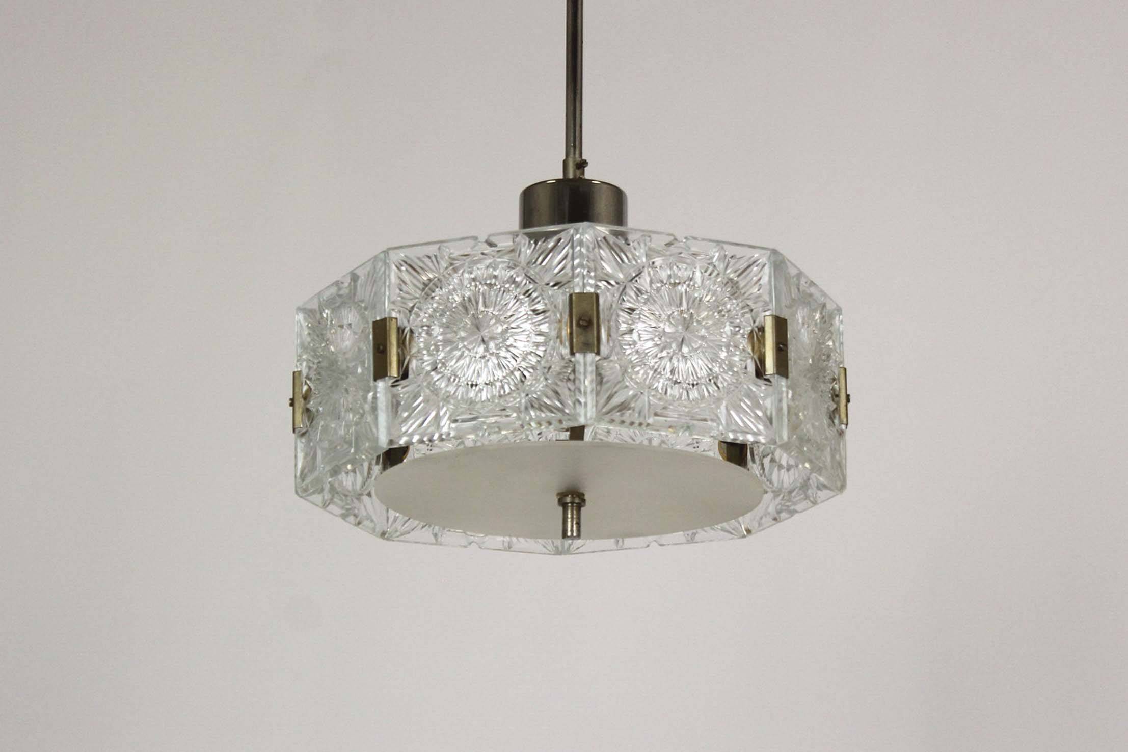 Lampe à Suspension Sculpturale Vintage en Verre par Kamenický Šenov, 1970s