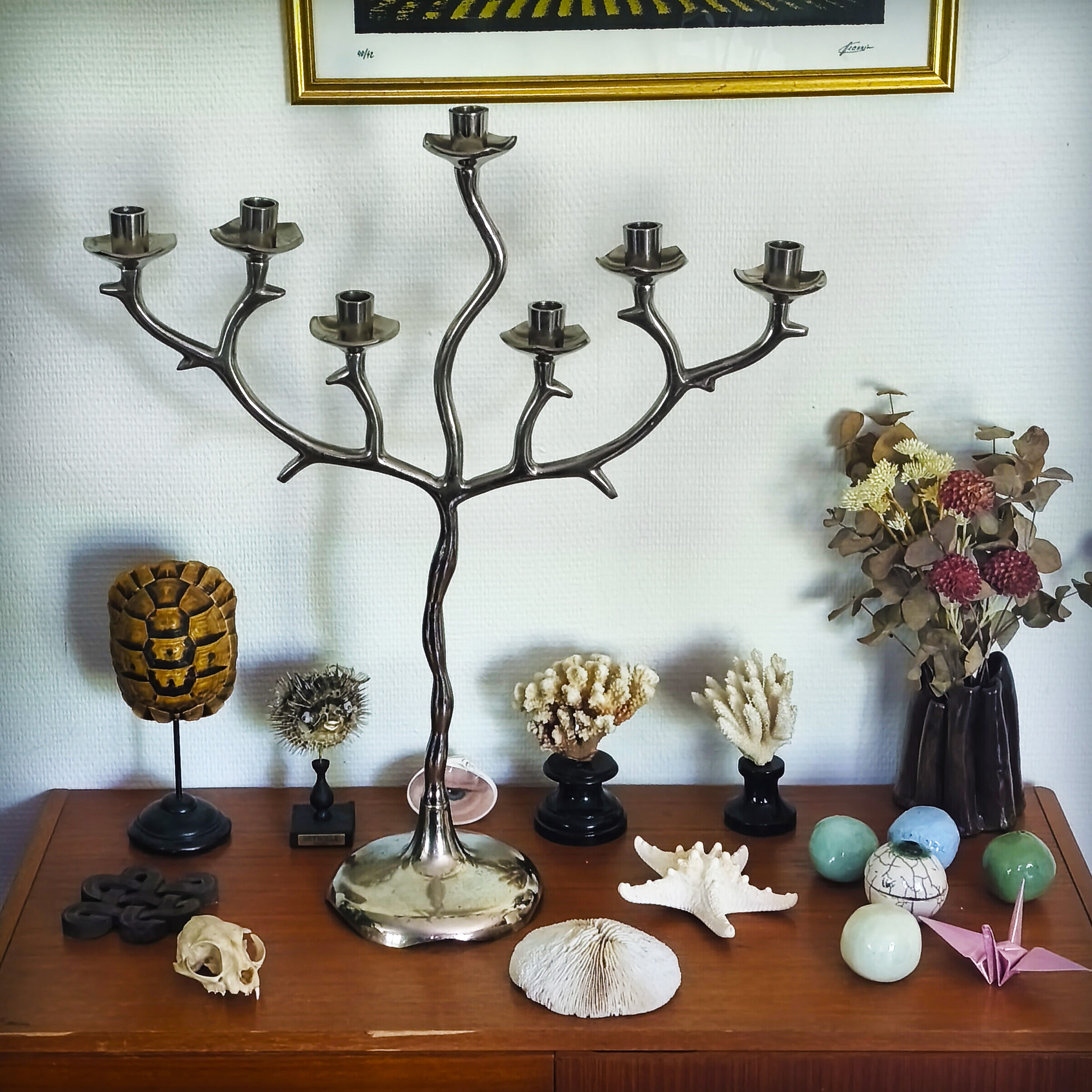 XXL Menorah, aluminium chandelier, 1970s