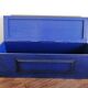 Coffre malle - banc en bois massif bleu Majorelle & laiton doré