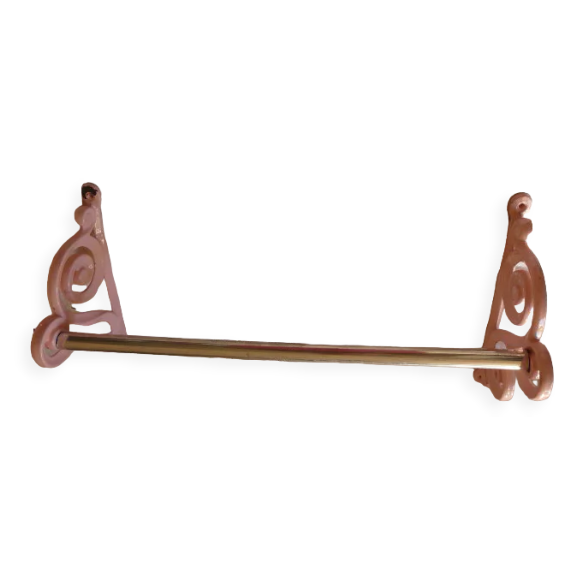 Pink cast iron towel rail Art Deco 30s 40s