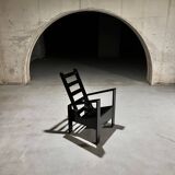 Black Lacquered Oak Modernist Armchair, 1960