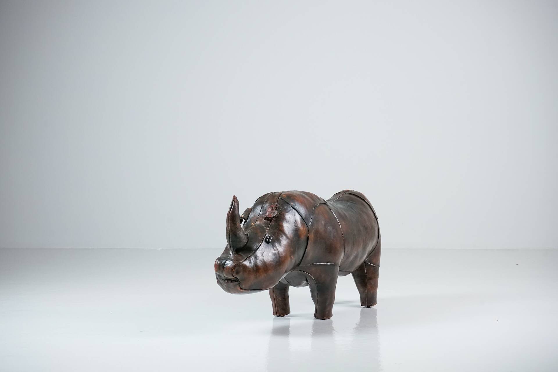 Rhinoceros Leather Footstool by Dimitri Omersa