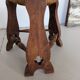 Low tripod farm stool in wood and straw