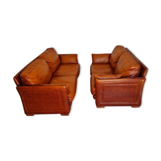 Pair of leather sofas roche bobois 70/80