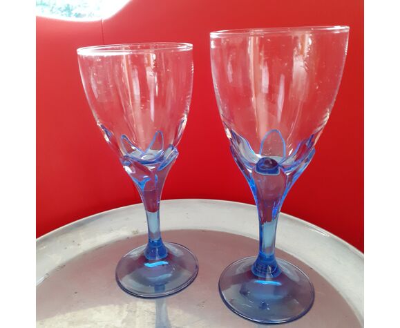 6 Large blue glasses, Bormioli, Rocco. Luxury Italian glassware. | Selency