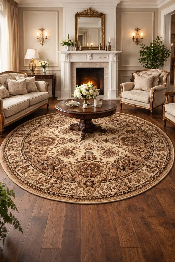 Circular oriental rug