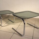 Two glass and chrome nesting tables 1970