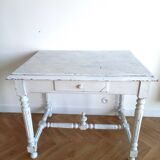 Henri II style desk in painted wood with trompe-l'oeil marble