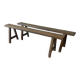 Pair of small antique solid wood benches