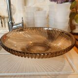 Art Deco cut or dish in smoked glass