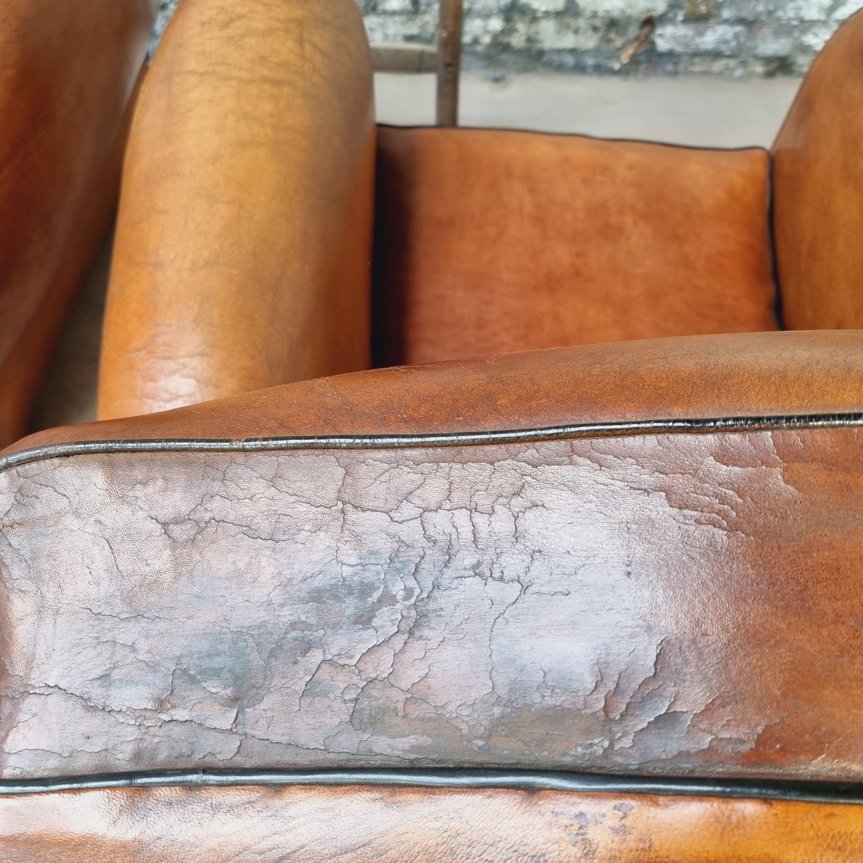 Pair of leather club chairs