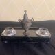 Bronze and wood inkwell
