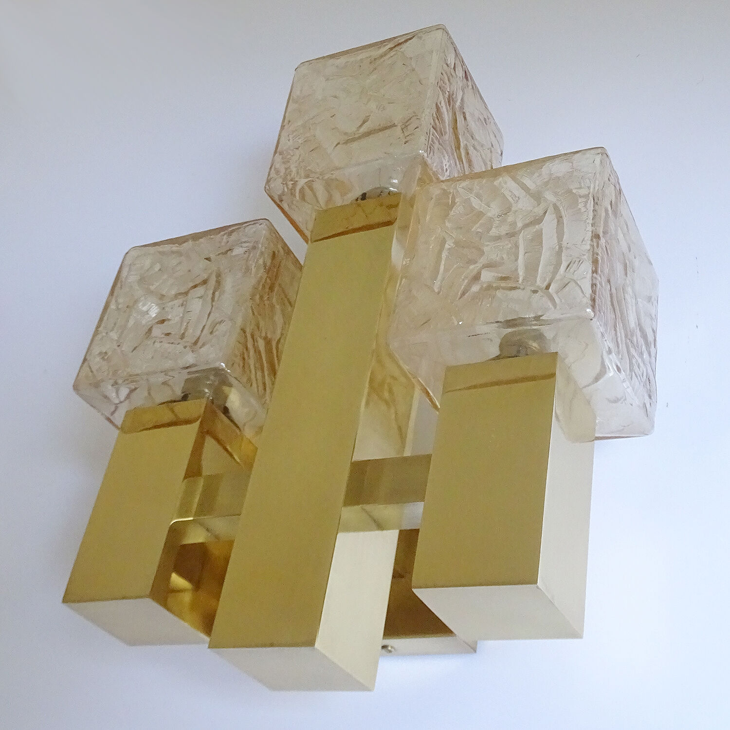 Vintage wall lamp Kalmar Austria, brass glass, 60s