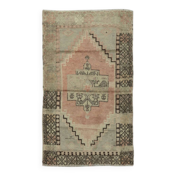 Vintage Turkish Oriental Rug. Ca 1960. One of a kind Handmade Village Rug. 100% Wool