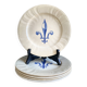 Set of 5 antique Gien plates – Fleur de Lys pattern – Ironstone