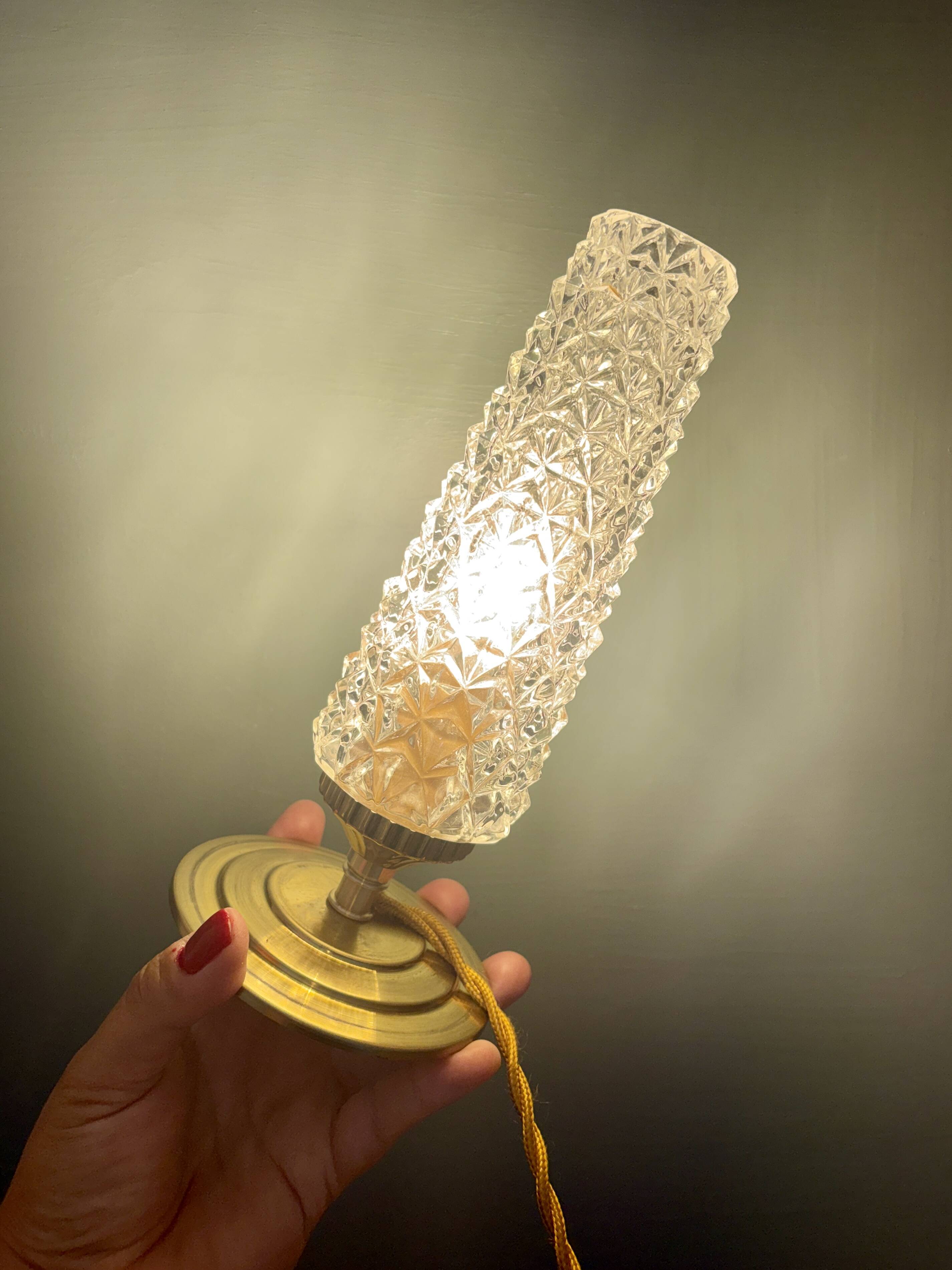 Vintage glass tulip table lamp