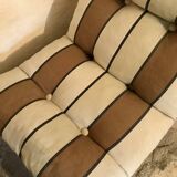 Vintage fireside chair and pouf circa 1980