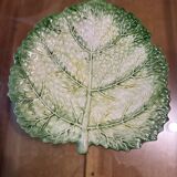 Vintage Signed GV Ceramic Barbotine Cabbage Leaf