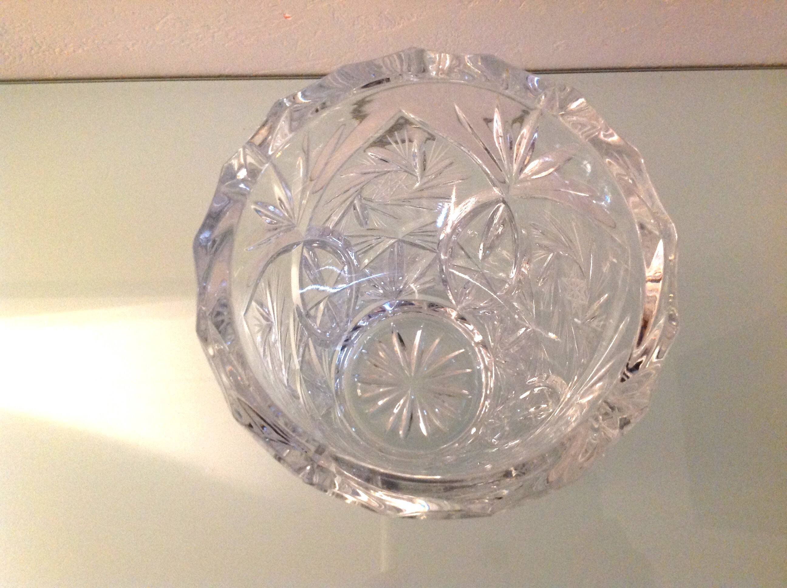 Cylinder vase in chiseled crystal / vintage 60s-70s