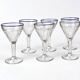 Set of 6 vintage bistro glasses – Art Deco style – Cobalt blue rim