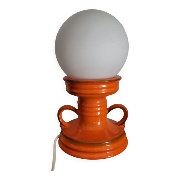 Lampe céramique orange, space age, west germany, 1960-70
