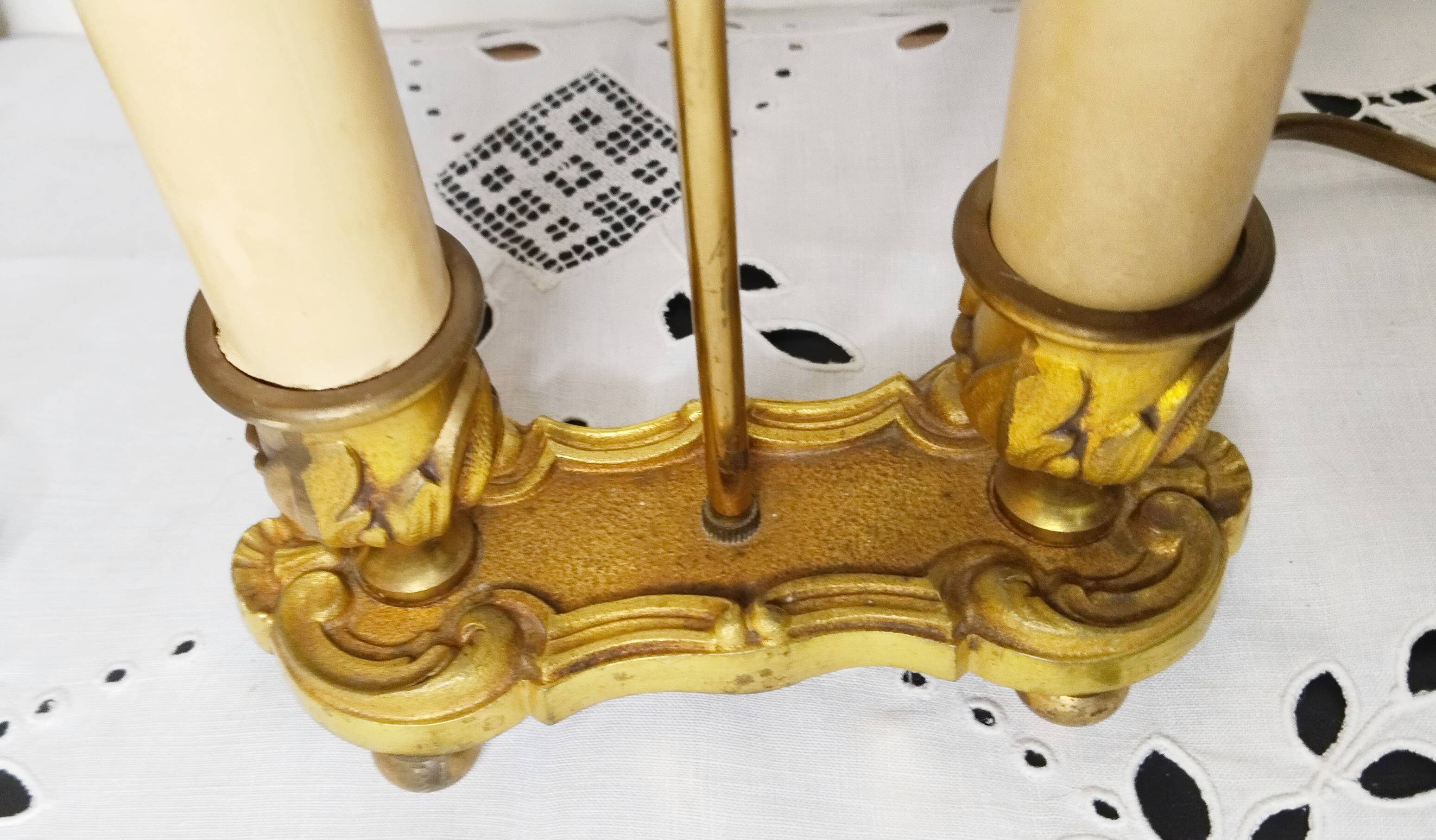 2-light hot water bottle lamp in gilded brass, bedside lamp, desk lamp