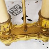 2-light hot water bottle lamp in gilded brass, bedside lamp, desk lamp