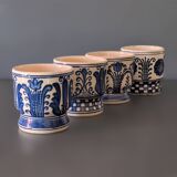 4 tasses artisanales vintage Korond en céramique bleue, signées